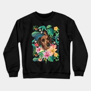 Tropical Brown Dachshund Doxie 2 Crewneck Sweatshirt